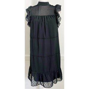 Who What Wear • Elegant Black Ruffled Clip Dot Dress